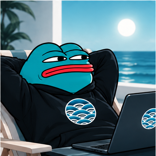 Kpepe relaxing on a beach chair with a laptop