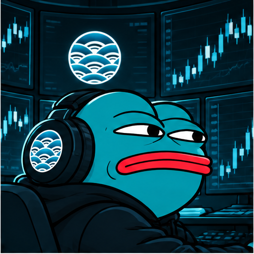 Kpepe with headphones in front of trading charts